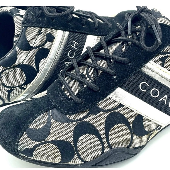 COACH Women's Jayme Signature Black and Silver Canvas Athletic Shoes USA Size 7M - Picture 11 of 16